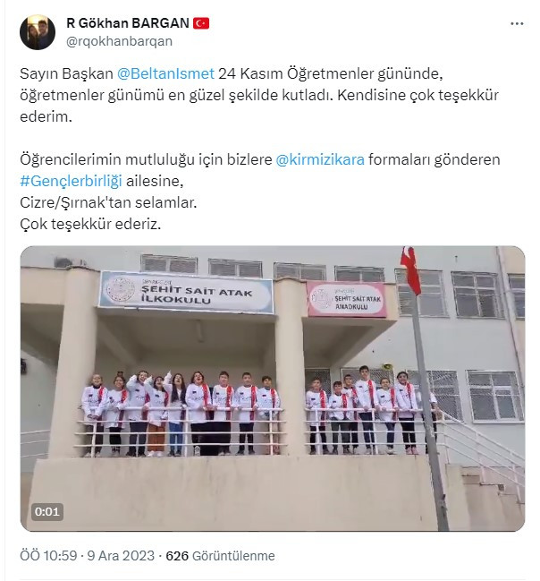 Gençlerbirliği Yöneticisi Beltan'dan Cizre'deki öğretmene şık davranış - Resim : 2