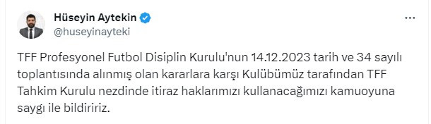 Basın Sözcüsü Aytekin açıkladı! Ankaragücü tahkime başvuracak