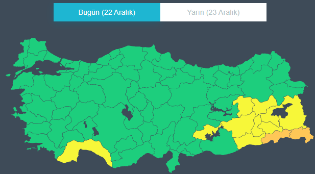 12 il için sarı ve turuncu kodlu meteorolojik uyarı geldi!