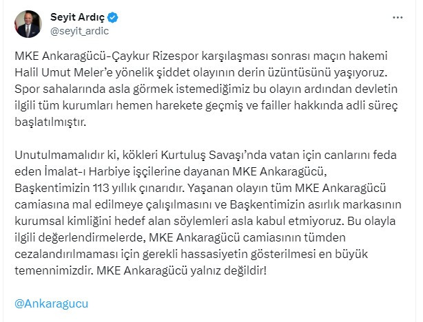 ASO Başkanı Ardıç Ankaragücü'ne sahip çıktı