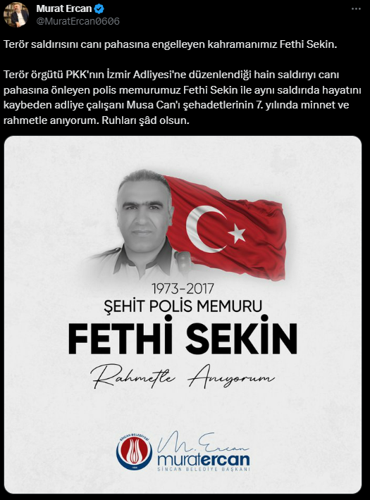 Sincan Belediye Başkanı Ercan Şehit Fethi Sekin'i andı