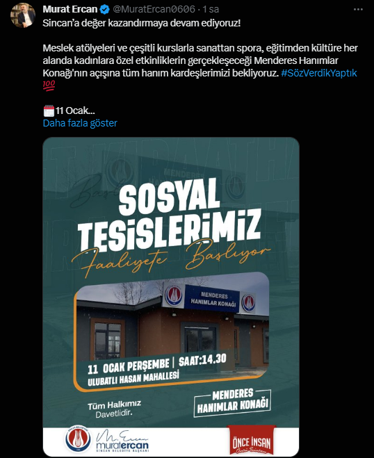 Sincan'ın yeni hanımlar konağı açılışına son 2 gün! Sincanlı kadınların yeni gözdesi geliyor